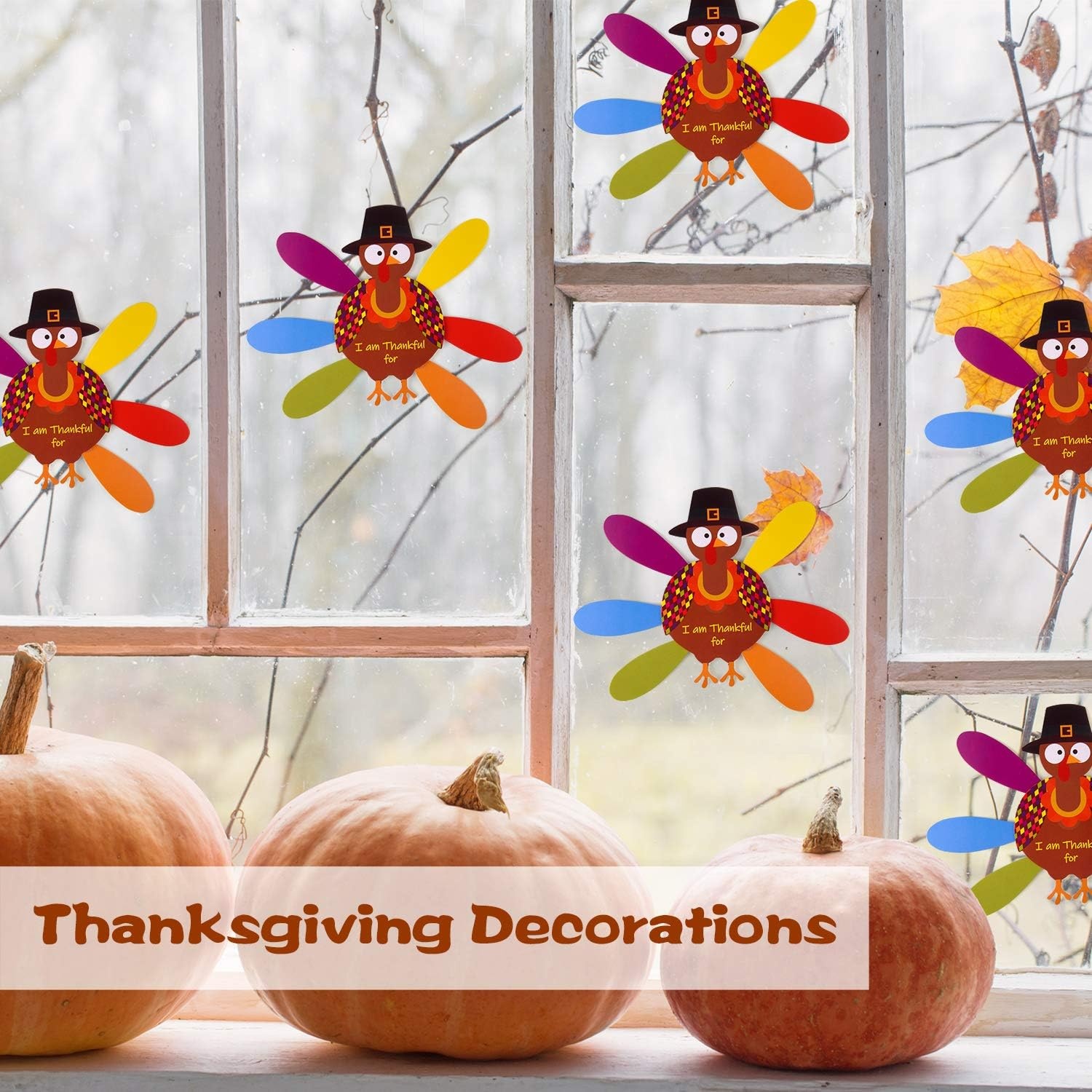 image:imageFEPITO 105 PCS DIY Turkey Craft Kit with Colorful Feathers Dot Glues and Thanksgiving Stickers for School Activities and Party Decorations