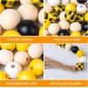 image:imageFEPITO 150 Pcs Plaid Wood Beads  16mm Yellow Farmhouse Beads for Spring Summer Fall Thanksgiving DIY Craft Supplies and DecorationYellow