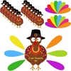 image:imageFEPITO 105 PCS DIY Turkey Craft Kit with Colorful Feathers Dot Glues and Thanksgiving Stickers for School Activities and Party Decorations