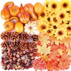 image:imageFEPITO 156 Pcs Fall Thanksgiving Decorations Mini Artificial Pumpkins Pine Cones Fall Leaves AcornsSun Flowers and Red Berries for Fall Party Decorations Thanksgiving Party Supplies
