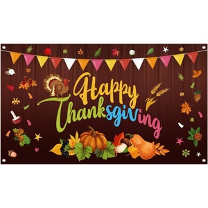 image:imageFEPITO Happy Thanksgiving Extra Large Give Thanks Banner  70 In X 41 In Fall Banner with Turkey Pumpkin Maple Leaves for Outdoor Indoor Decor