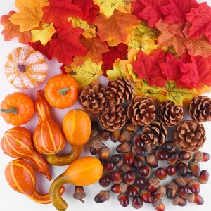 image:imageFFEPITO 96 Pcs Fall Thanksgiving Decorations Mini Artificial Pumpkins Pine Cones Fall Leaves Acorns for Fall Party Decorations Autumn Decorating Kit Halloween Thanksgiving Party Supplies