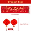 image:imageFEPITO 2026 Chinese New Year Decorations Happy Chines NewYea Banner Year of Horse Party Banner with China Red Paper Lanterns for Chinese Spring Festival Decorations Indoor Outdoor NewYea Party