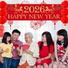 image:imageFEPITO 2026 Chinese New Year Decorations Happy Chines NewYea Banner Year of Horse Party Banner with China Red Paper Lanterns for Chinese Spring Festival Decorations Indoor Outdoor NewYea Party