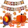 image:imageFEPITO Thanksgiving Banner with Paper Turkey Pumpkin Maple Leaves Decor