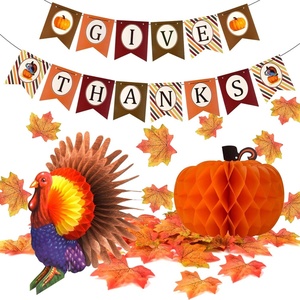 image:imageFEPITO Thanksgiving Banner with Paper Turkey Pumpkin Maple Leaves Decor
